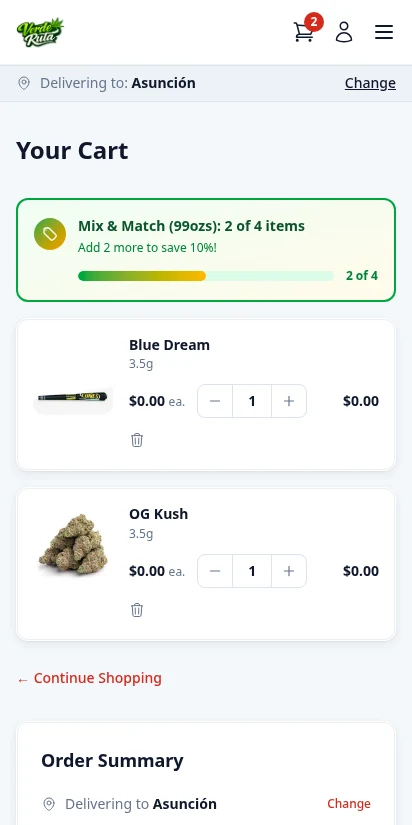 DabDash cart with coupon code applied showing discount — mobile view