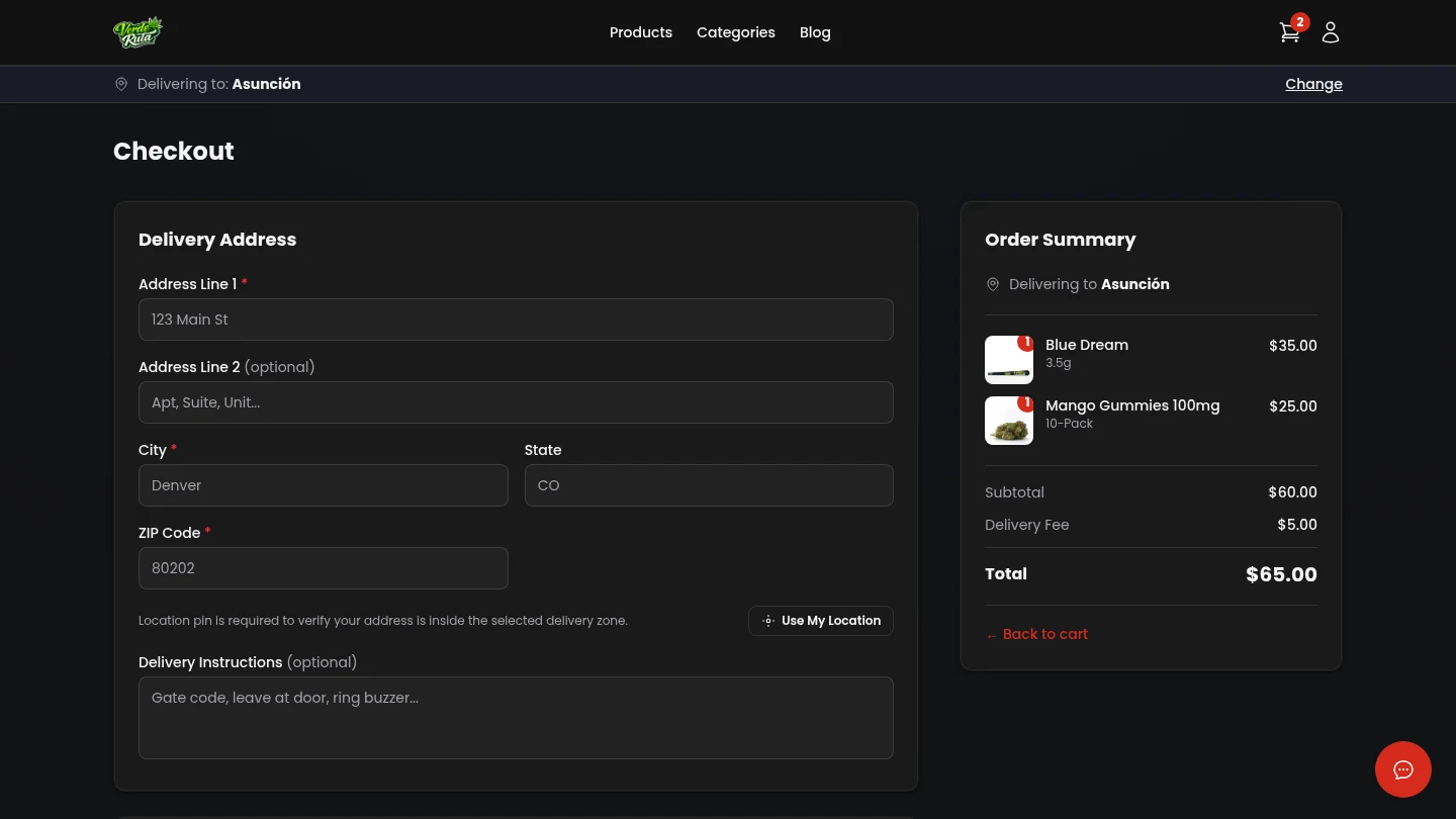 DabDash guest checkout form with delivery address and payment