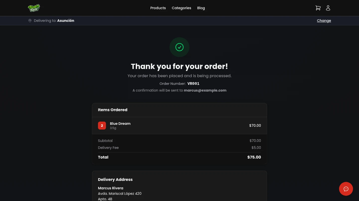 DabDash order confirmation page with order number and summary