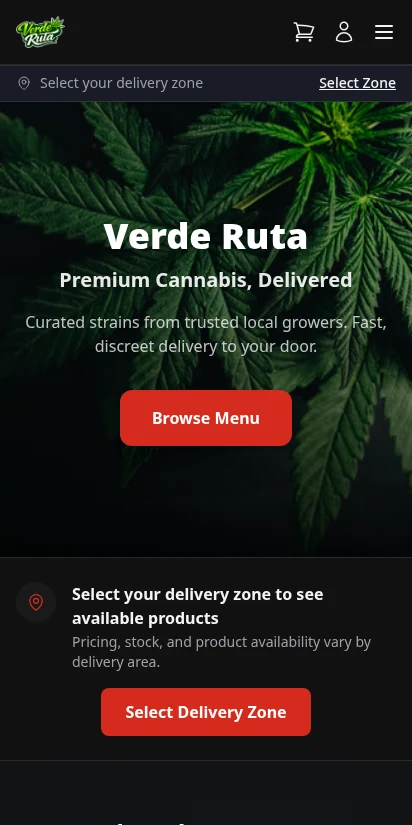 DabDash storefront homepage with hero banner and featured products — mobile view